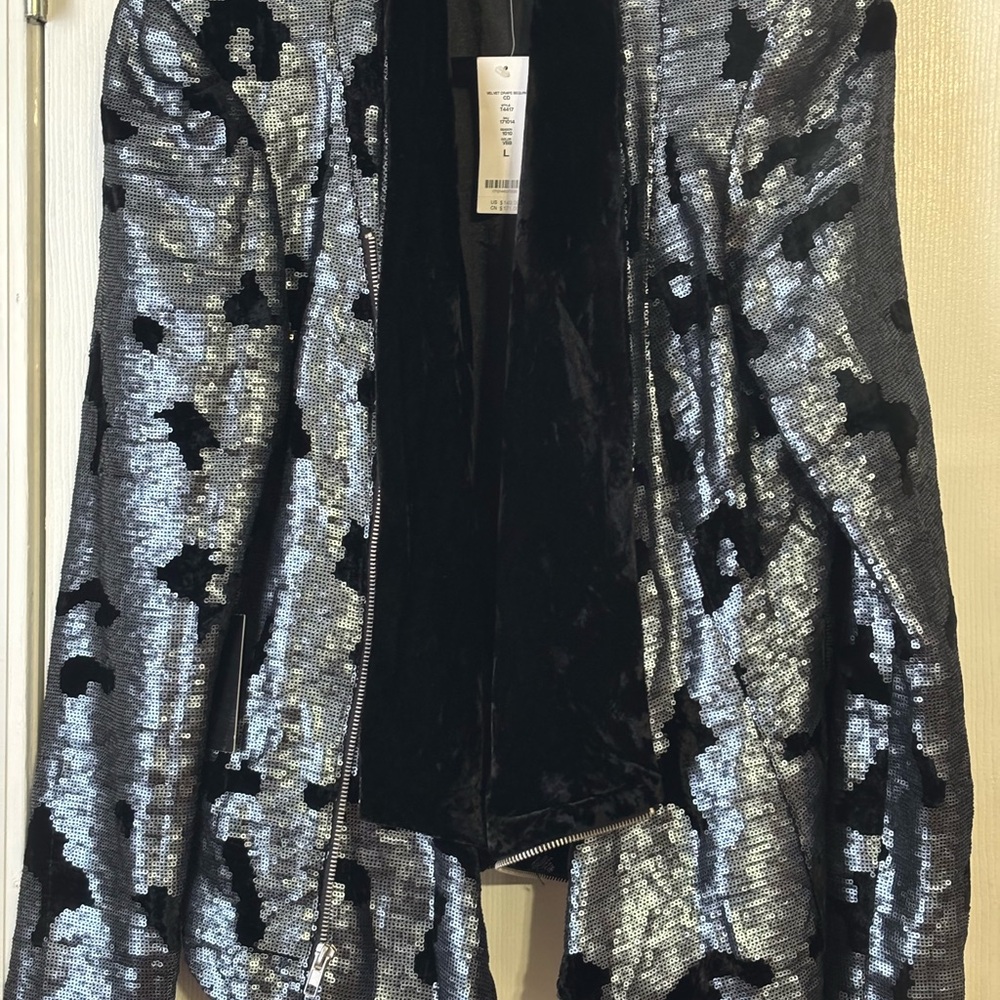 Velvet Drape Sequence Jacket Size Large - image 2